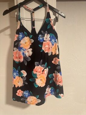 Floral Strappy V-Neck swimsuit Tankini Kauai bloom racer back top 16 women’s